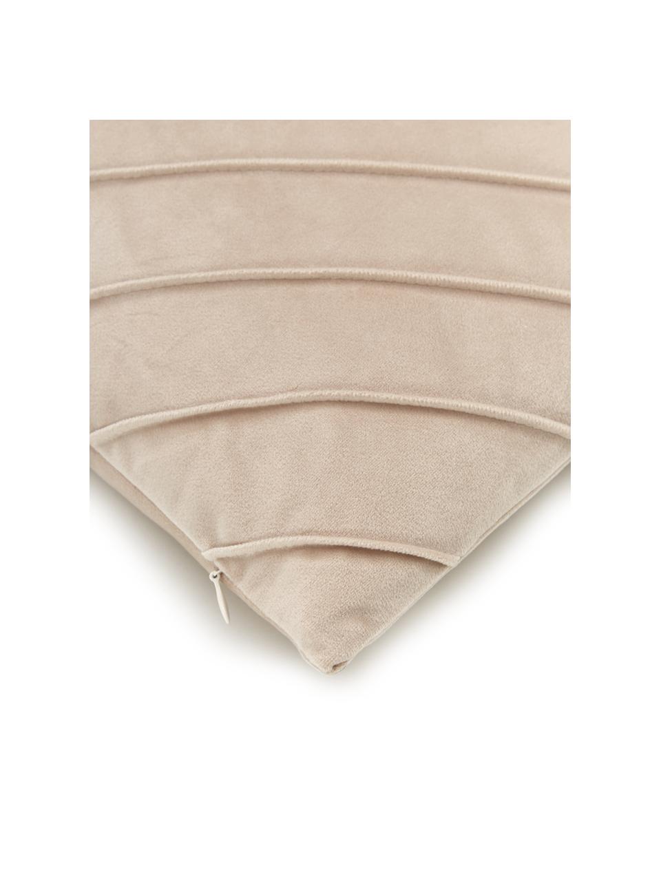 Fluwelen kussenhoes Leyla in champagnekleur met structuurpatroon, Fluweel (100% polyester), Beige, B 40 x L 40 cm