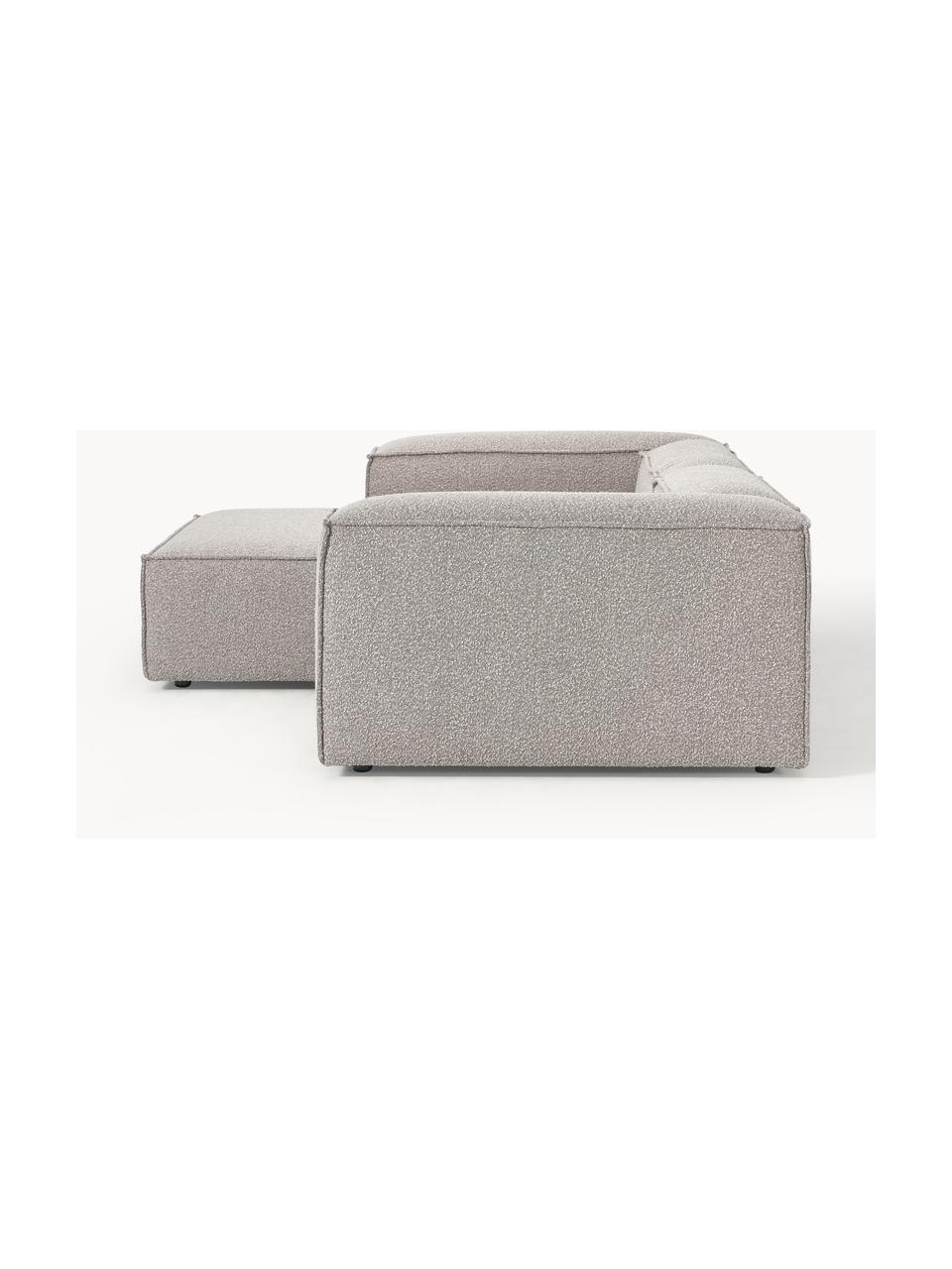 Narożna sofa modułowa bouclé Lennon, Tapicerka: bouclé (100% poliester) D, Stelaż: lite drewno sosnowe z cer, Nogi: tworzywo sztuczne, Jasnoszary bouclé, S 238 x G 180 cm, lewostronna