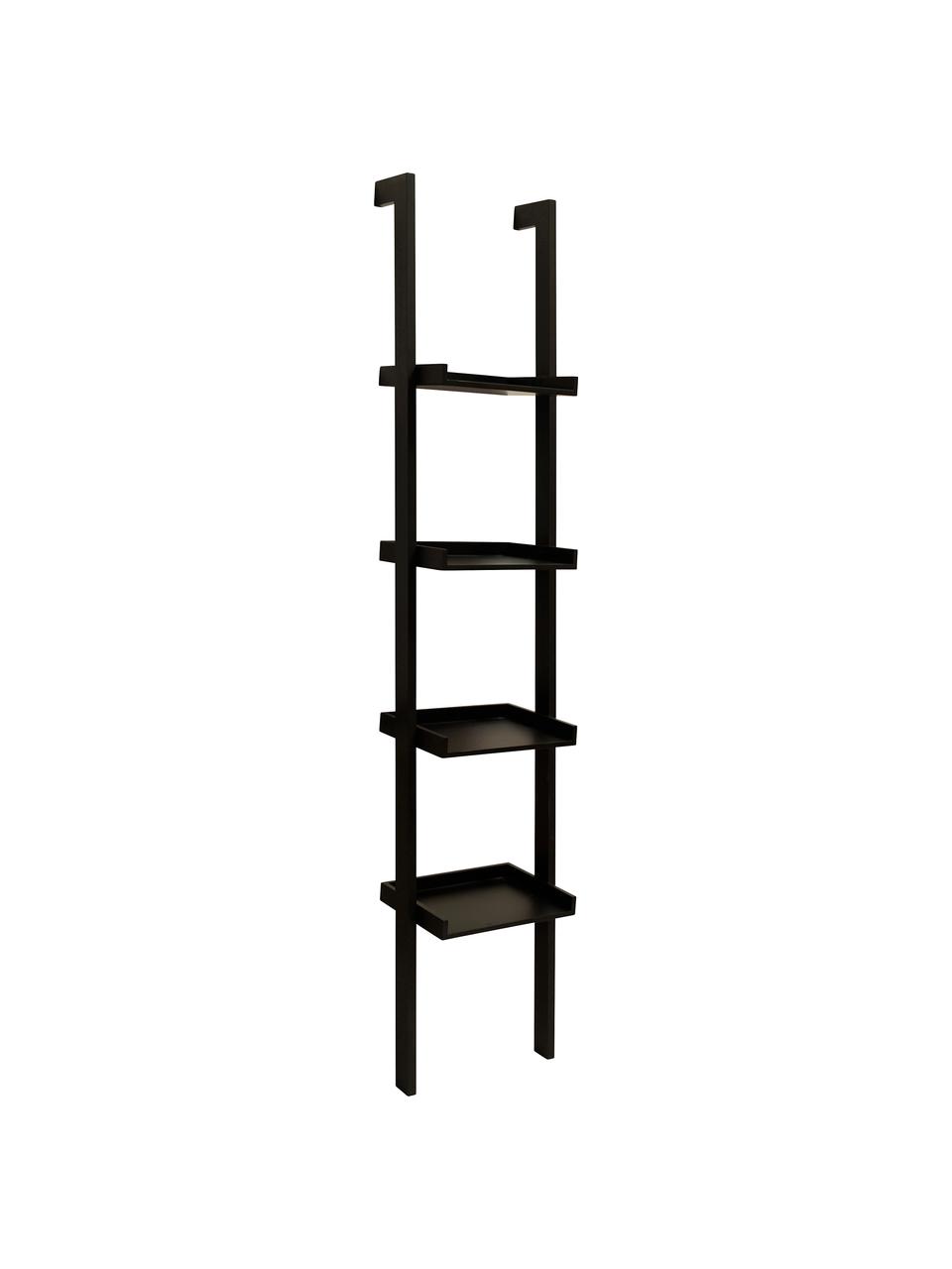 Estantería escalera de madera Wally, Tablero de fibras de densidad media (MDF) pintado, Negro, An 37 x Al 180 cm