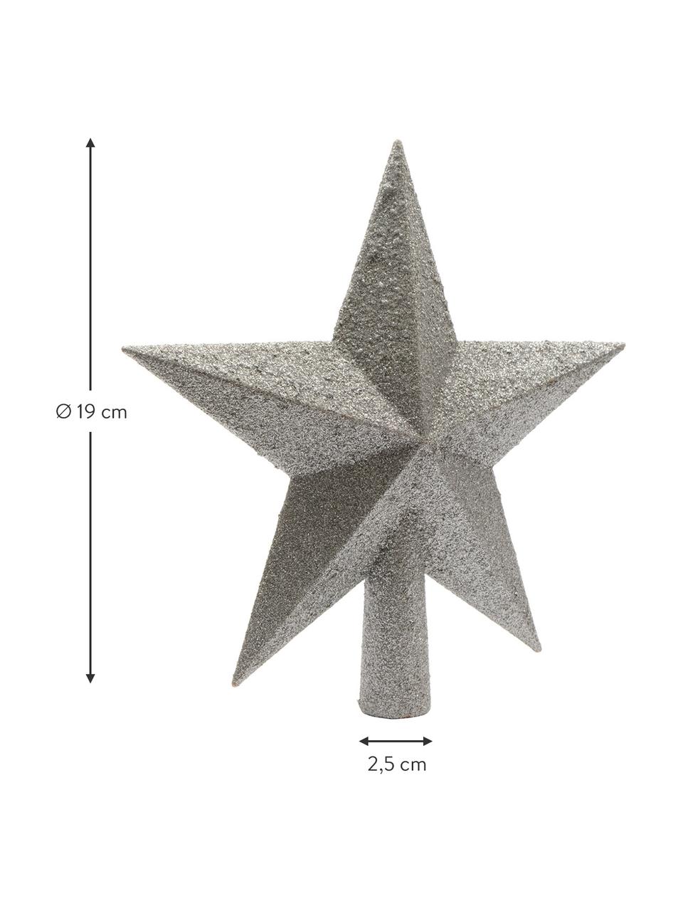 Bruchsichere Weihnachtsbaumspitze Morning Star, H 19 cm, Kunststoff, Glitzer, Silberfarben, H 19 cm