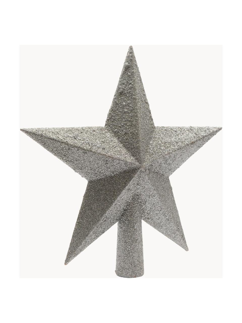 Cimier sapin incassable Morning Star, haut. 19 cm, Plastique, paillettes, Argenté, Ø 19 cm