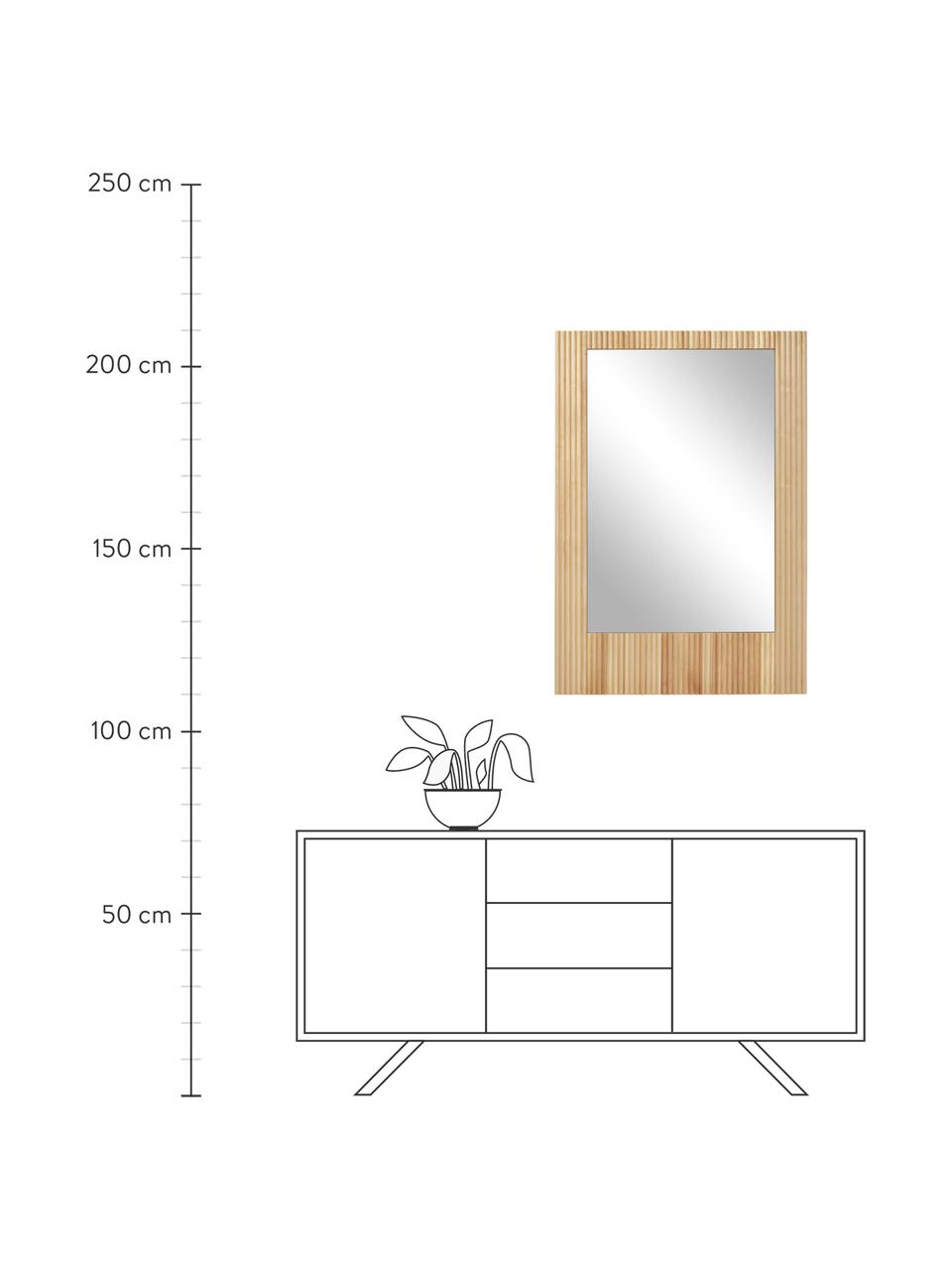 Wandspiegel Nele met een geribbelde berkenhouten lijst, Lijst: berkenhout, MDF, Berkenhout, B 70 x H 100 cm