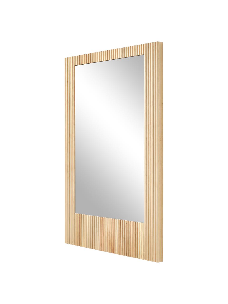 Wandspiegel Nele met een geribbelde berkenhouten lijst, Lijst: berkenhout, MDF, Berkenhout, B 70 x H 100 cm