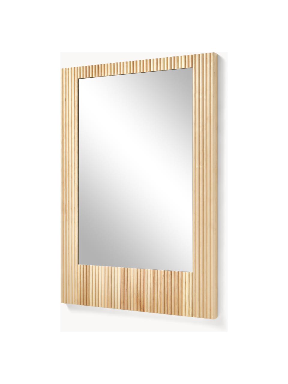 Specchio con cornice, da parete, fatto artigianalmente in legno.