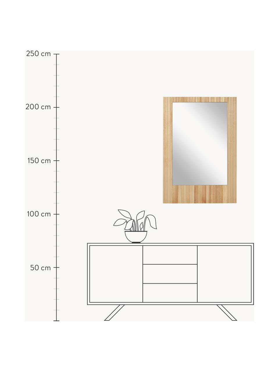Wandspiegel Nele mit geriffelter Birkenholz-Umrandung, Rahmen: Birkenholz, Rückseite: Mitteldichte Holzfaserpla, Spiegelfläche: Spiegelglas, Birkenholz, B 70 x H 100 cm