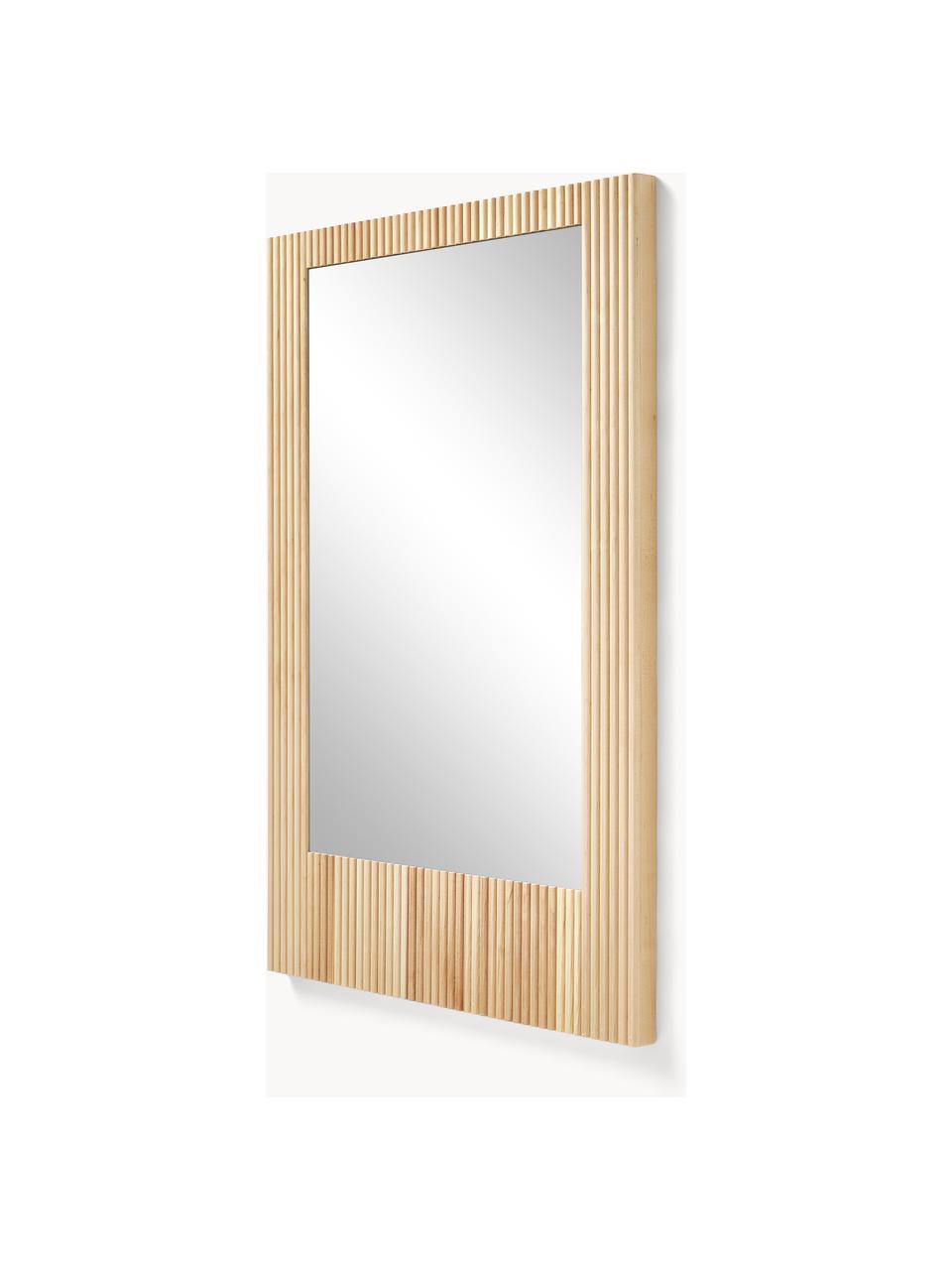 Wandspiegel Nele mit geriffelter Birkenholz-Umrandung, Rahmen: Birkenholz, Rückseite: Mitteldichte Holzfaserpla, Spiegelfläche: Spiegelglas, Birkenholz, B 70 x H 100 cm