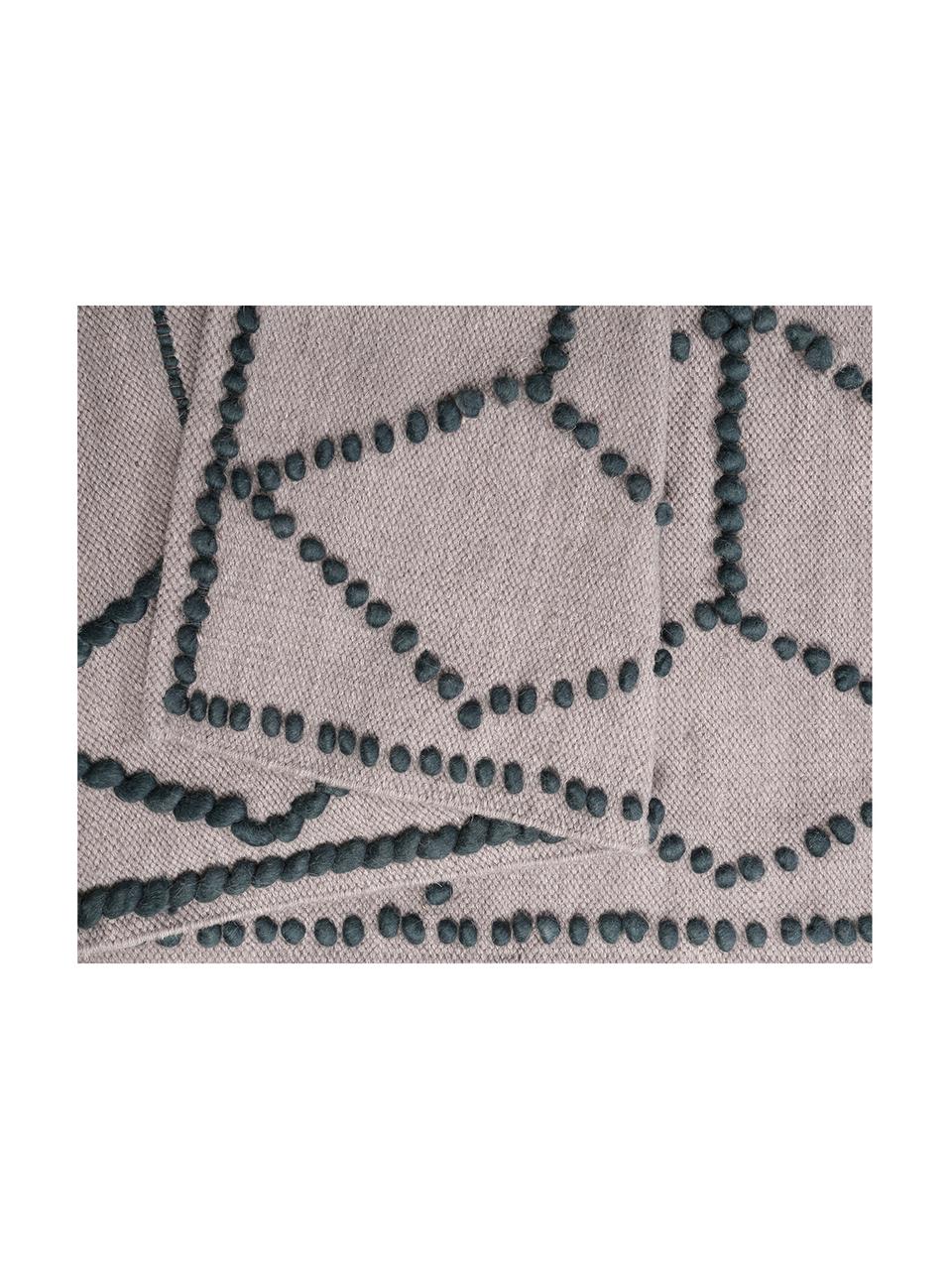 Handgeweven wollen vloerkleed Diamantes, Taupe, grijs, 80 x 150 cm