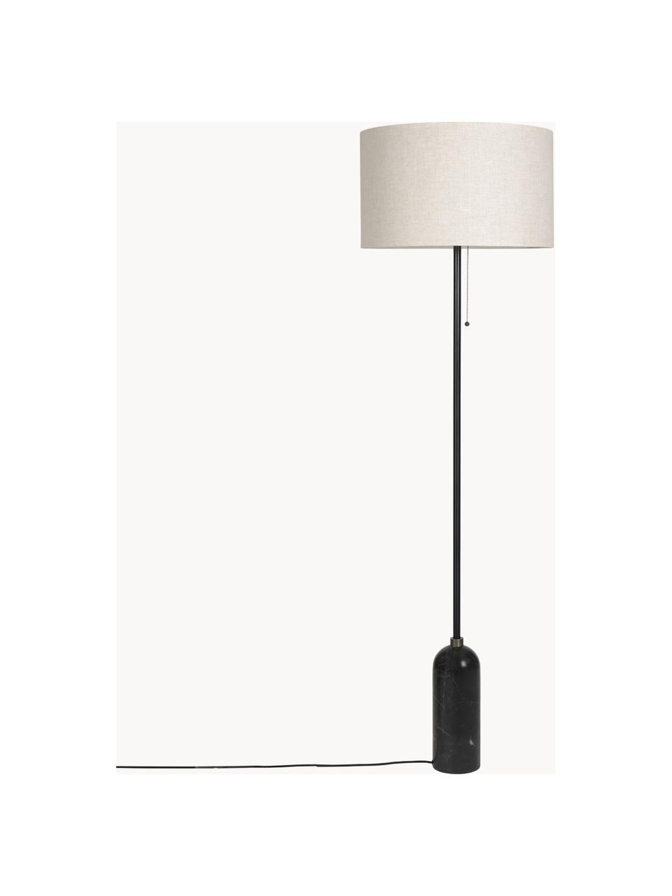 Lampadaire avec pied en marbre Gravity, intensité lumineuse variable, Beige clair, noir marbré, haut. 169 cm