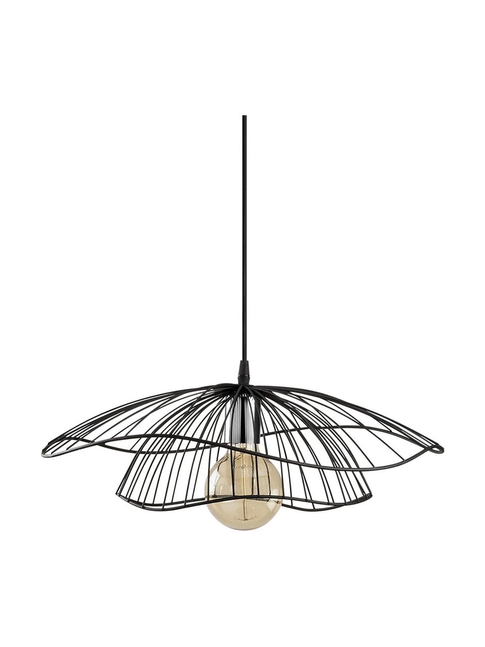 Lampa wisząca z metalu Tel, Czarny, Ø 50 x W 14 cm
