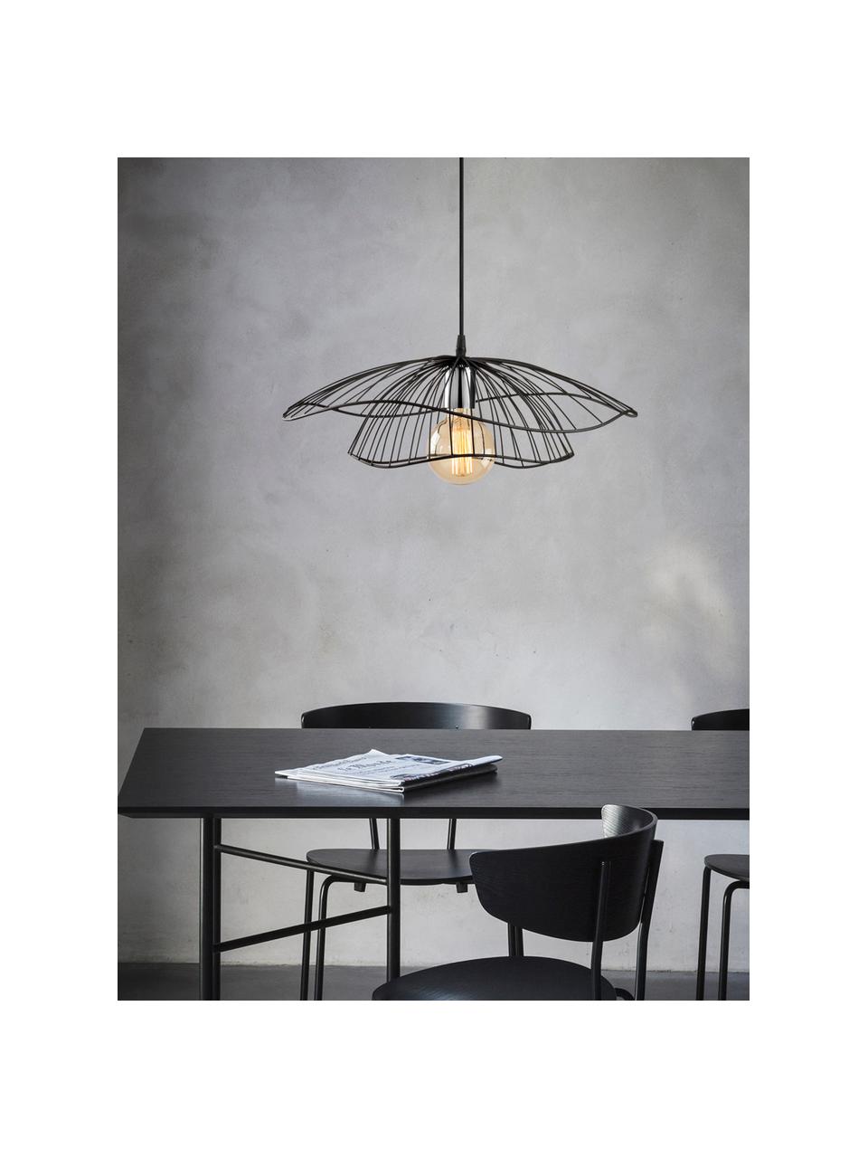 Závesná lampa z kovu Tel, Čierna, Ø 50 x V 14 cm