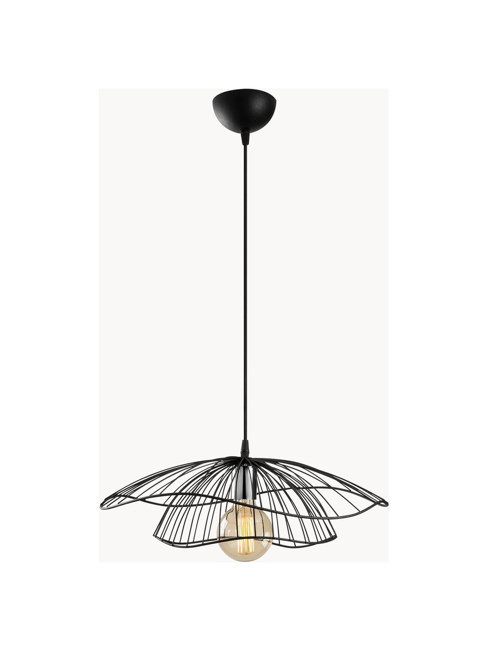 Hanglamp Tel van metaal, Lampenkap: gecoat metaal, Fitting: metaal, Zwart, Ø 50 x H 14 cm