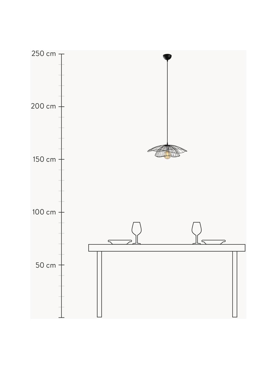 Hanglamp Tel van metaal, Lampenkap: gecoat metaal, Fitting: metaal, Zwart, Ø 50 x H 14 cm