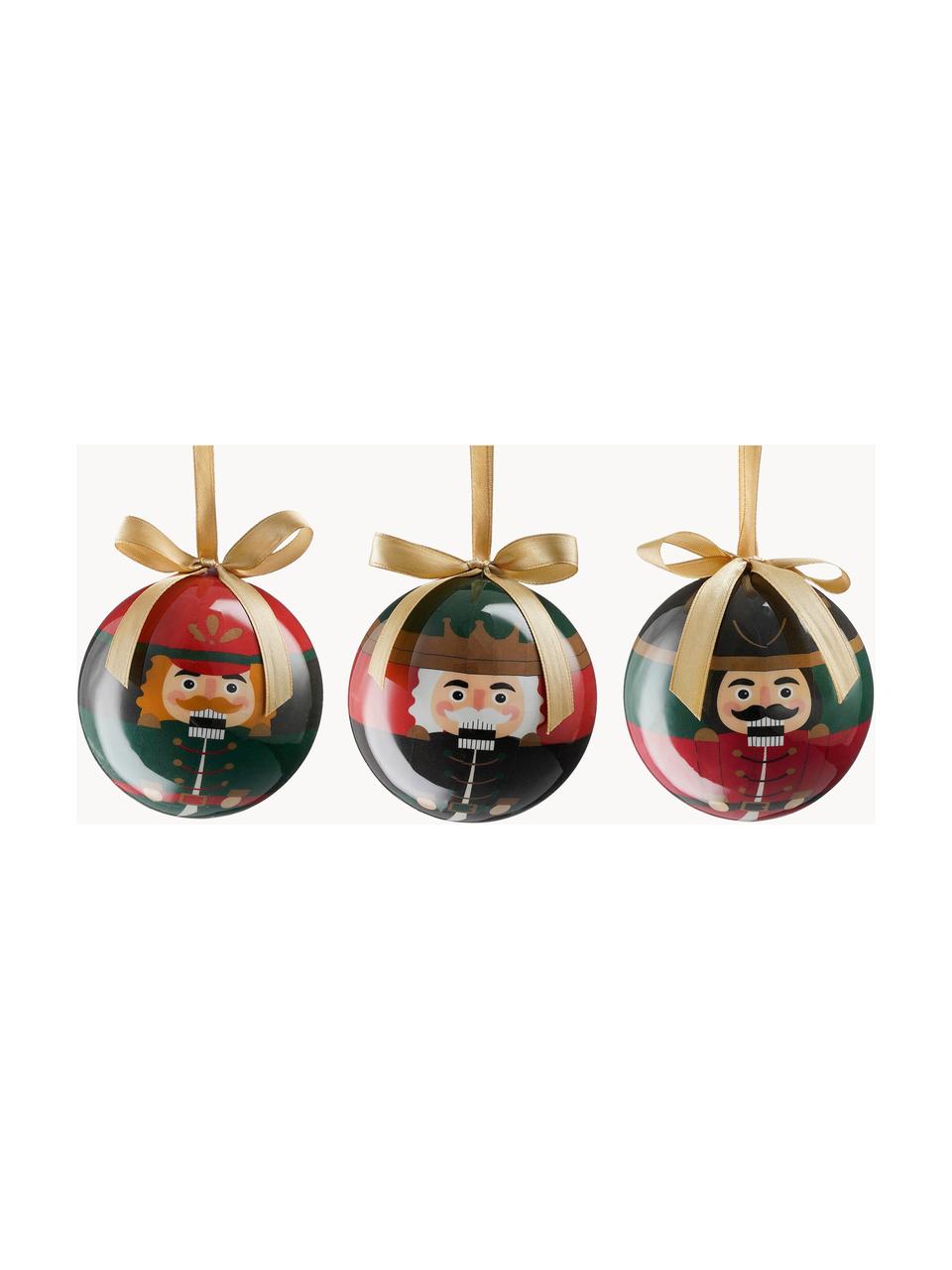 Boules de Noël Nutcracker, 14 élém., Plastique, Noir, rouge, vert, Ø 8 x haut. 8 cm
