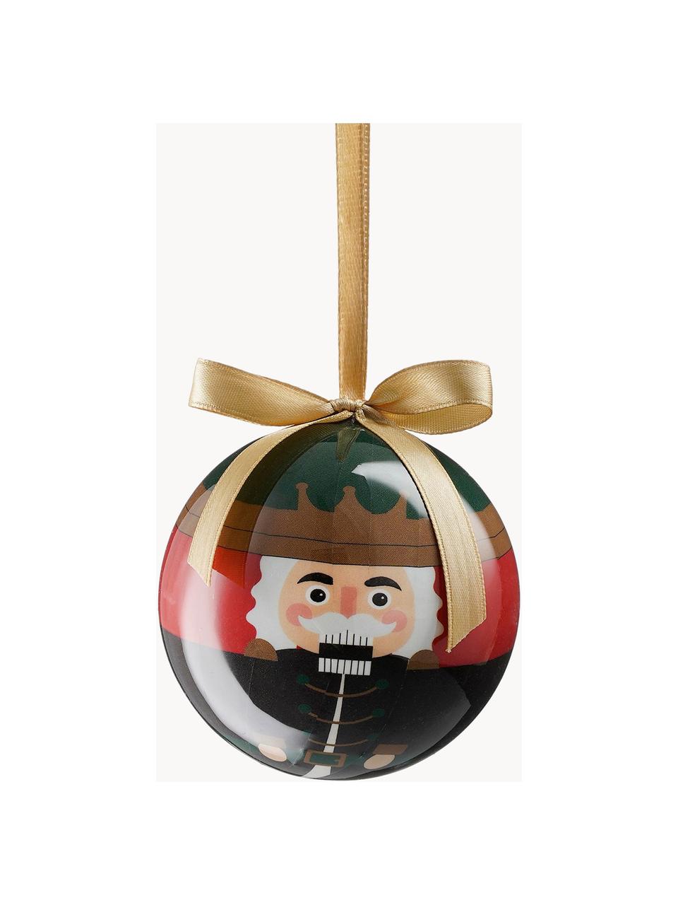 Kerstballen Nutcracker, set van 14, Kunststof, Zwart, rood, groen, Ø 8 x H 8 cm