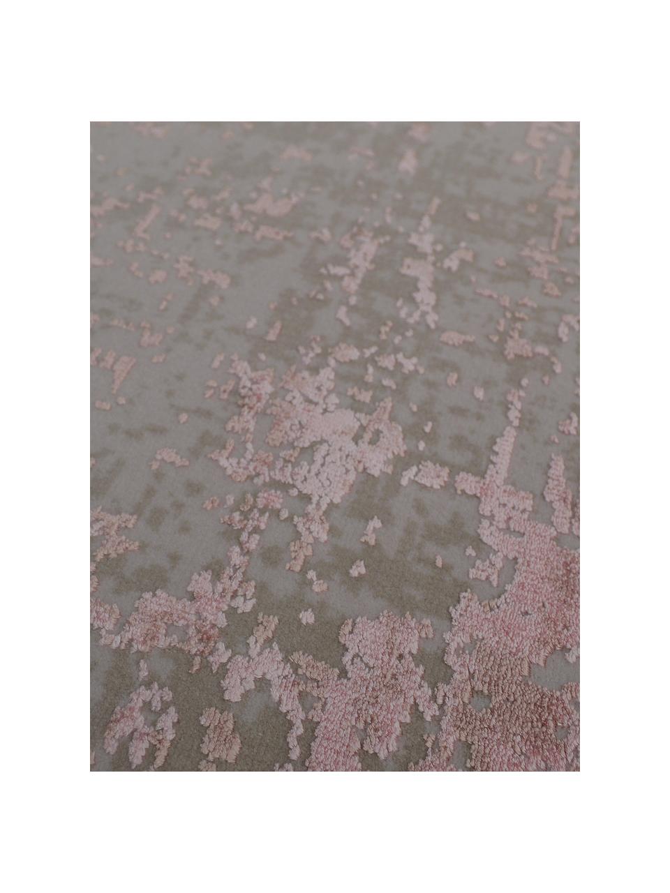Schimmernder Teppich Cordoba in Rosatönen mit Fransen, Vintage Style, Flor: 70% Acryl, 30% Viskose, Grau, Rosatöne, B 130 x L 190 cm (Grösse S)