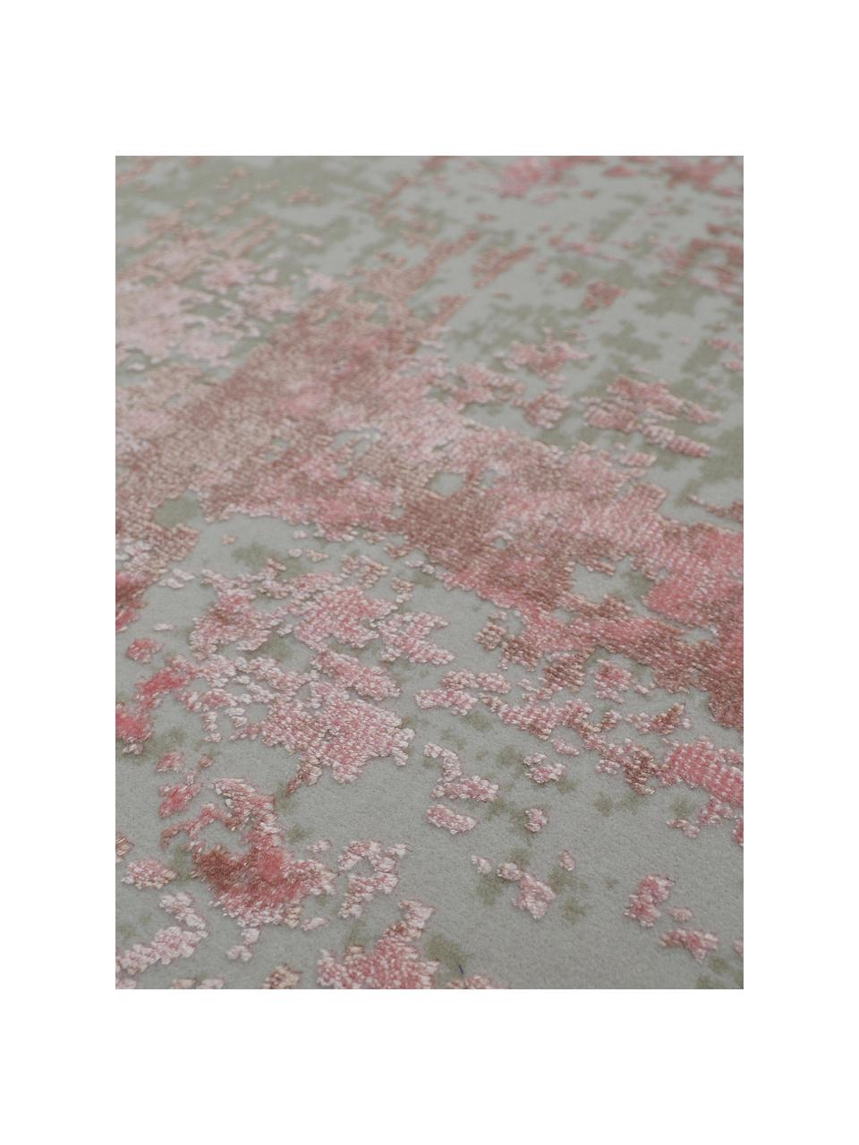 Alfombra con flecos Cordoba, estilo vintage, Parte superior: 70% acrílico, 30% viscosa, Reverso: algodón, Gris, rosa, An 130 x L 190 cm (Tamaño S)