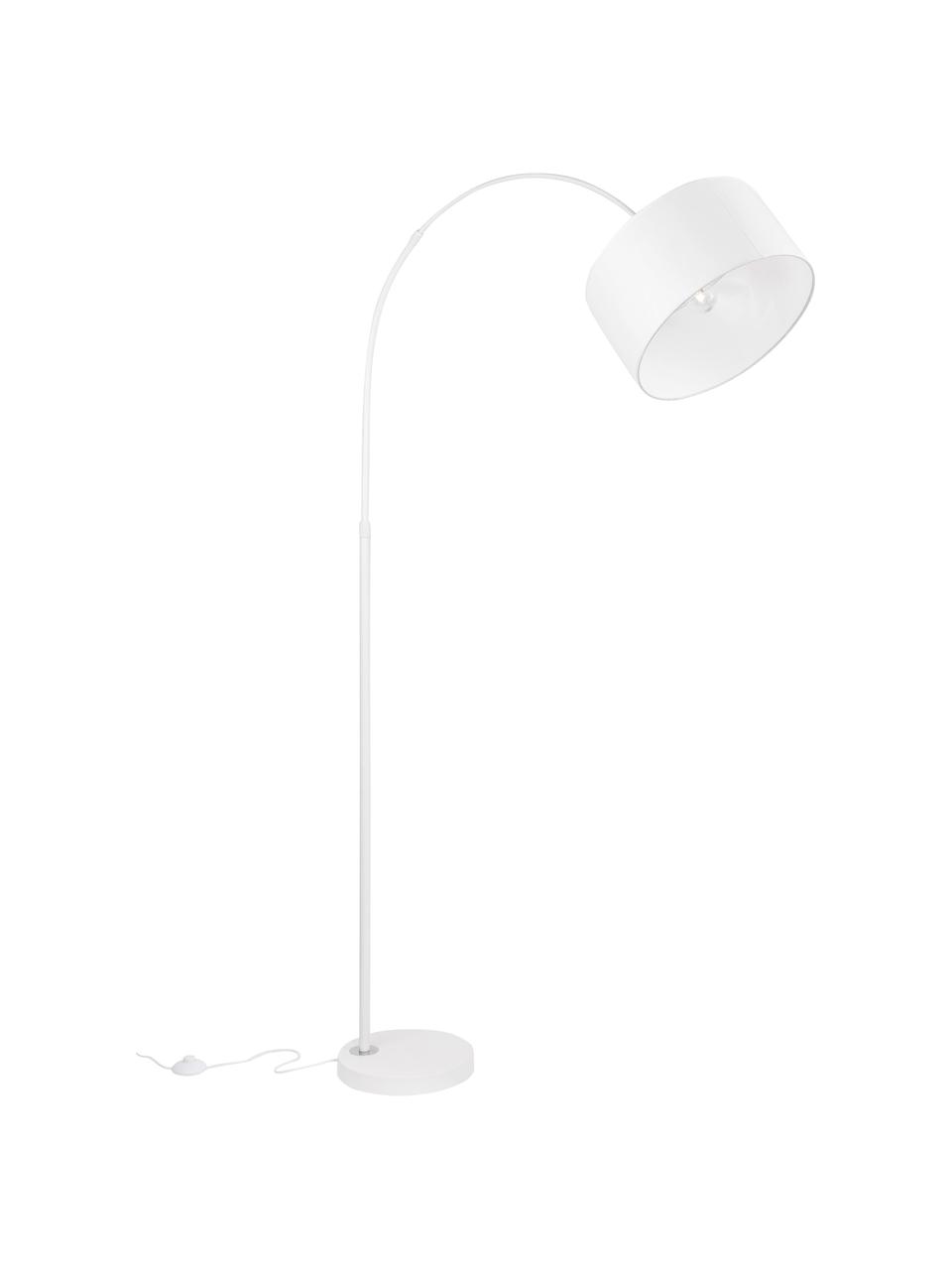 Lampada ad arco color bianco Sama, Paralume: tessuto, Base della lampada: alluminio, Bianco, Larg. 90 x Alt. 180 cm