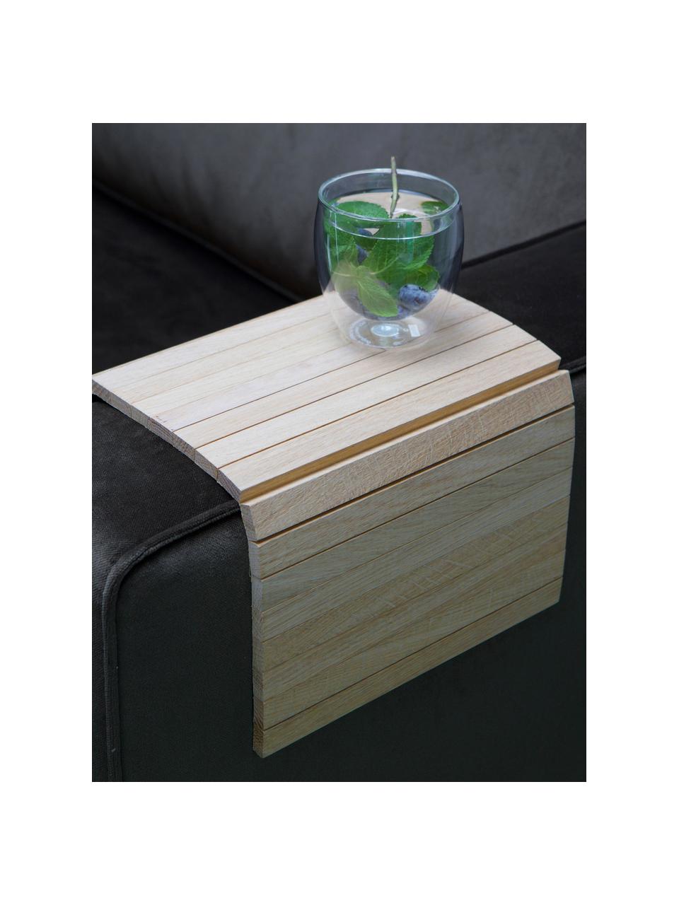 Vassoio per divano in legno di quercia Oak, Legno di quercia, Beige, Lung. 44 x Larg. 24 cm