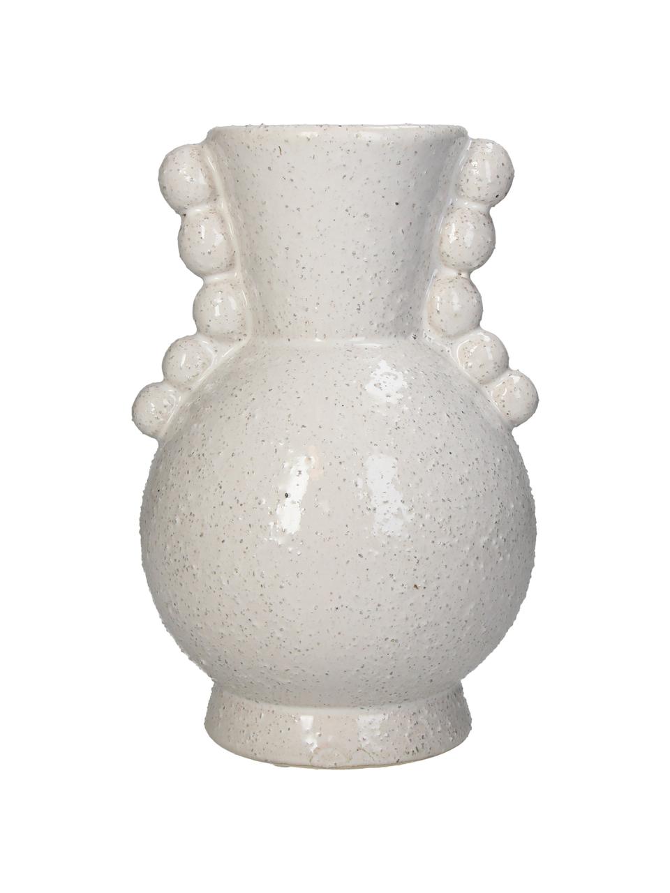 Deko-Vase Orchid aus Steingut, H 25 cm, Steingut, Weiss, gesprenkelt, Ø 17 x H 25 cm