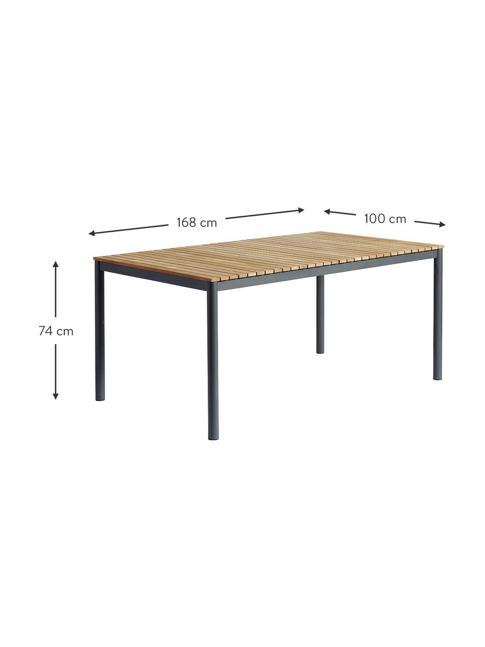 Tavolo da giardino con piano in legno di teak in varie misure Mood Classic, Struttura: alluminio verniciato a po, Marrone, antracite, Larg. 208 x Alt. 100 cm