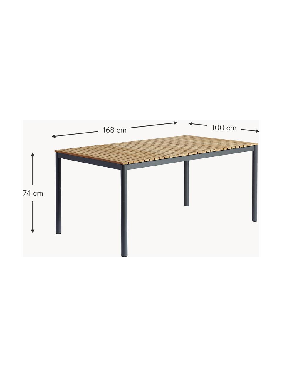 Tuintafel Mood met teakhouten tafelblad, verschillende formaten, Frame: gepoedercoat aluminium, Tafelblad: teakhout, Teakhout, antraciet, B 168 x D 100 cm