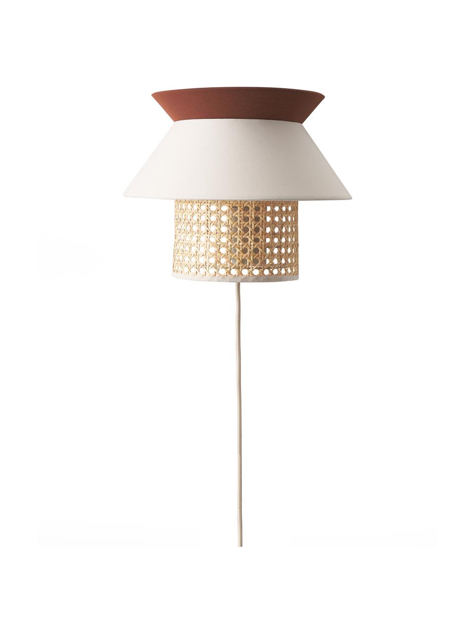 Nástenná lampa z viedenského výpletu Klea, Svetlobéžová, hnedá, Š 30 x V 25 cm