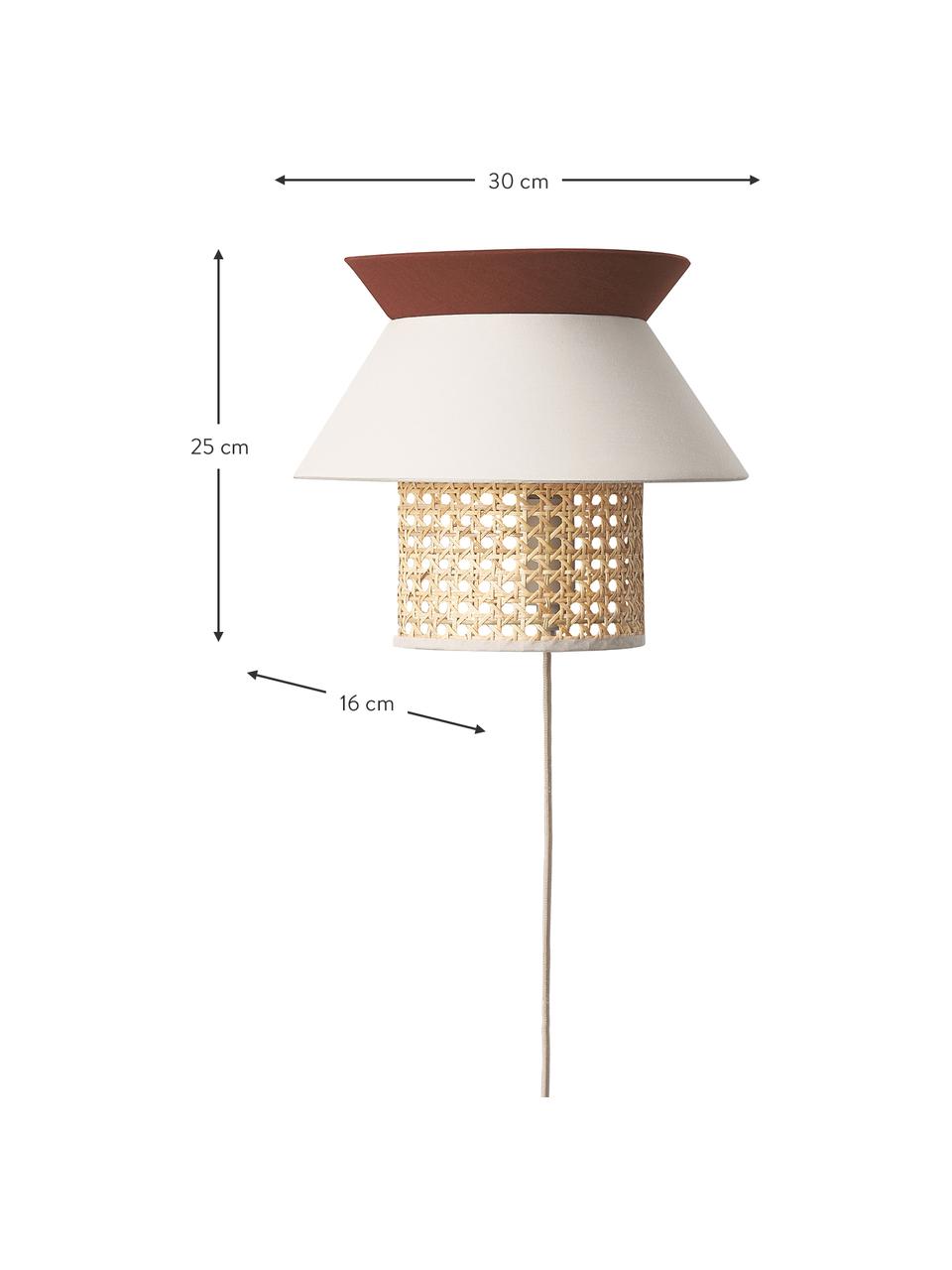 Nástenná lampa z viedenského výpletu Klea, Svetlobéžová, hnedá, Š 30 x V 25 cm