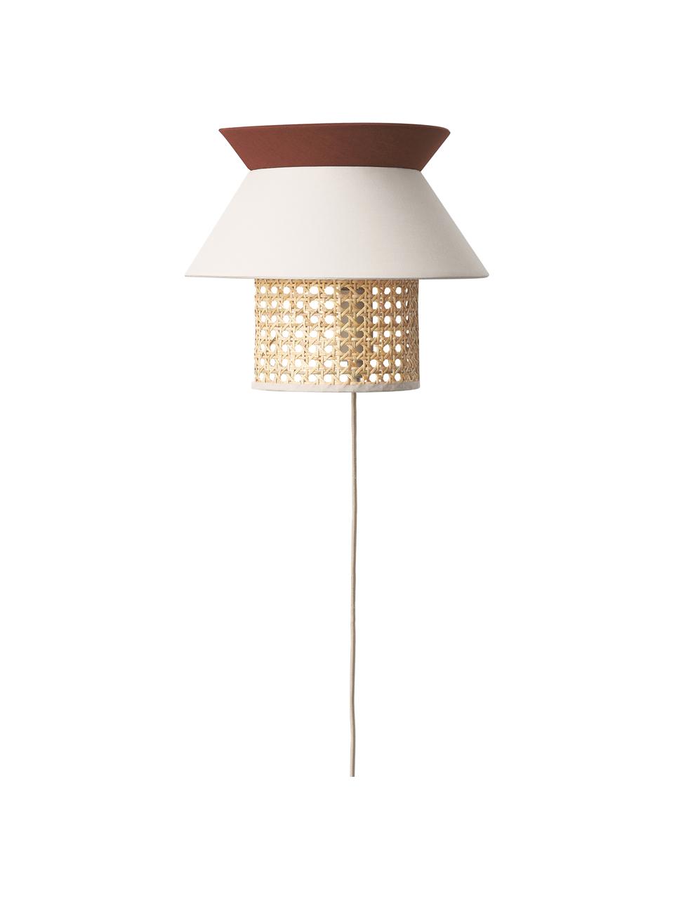 Applique murale en cannage Klea, Beige clair, brun, larg. 30 x haut. 25 cm
