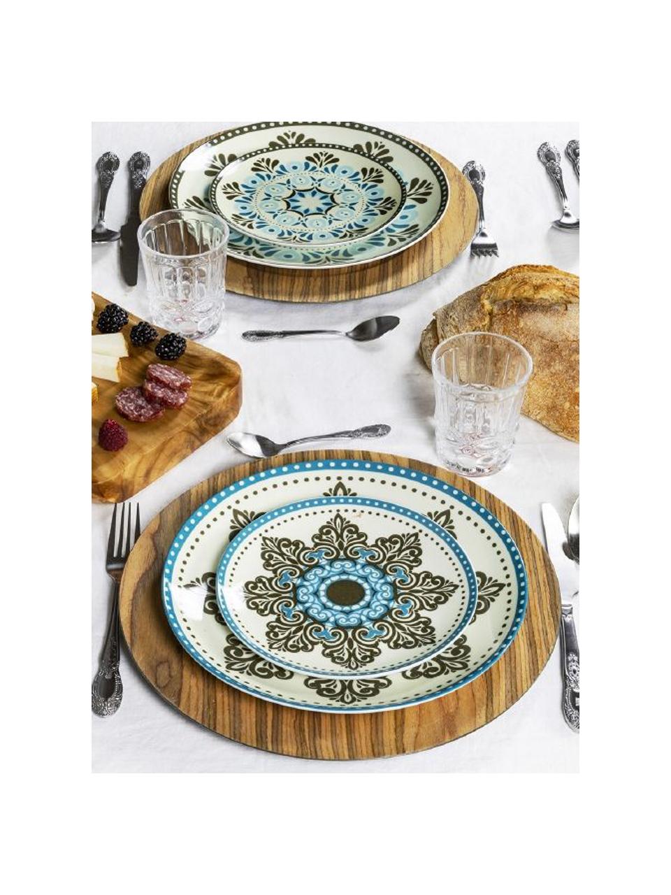 Service de table en porcelaine Cala Jondal, 6 personnes (18 élém.), Porcelaine, Tons verts et bleus, 6 personnes (18 élém.)