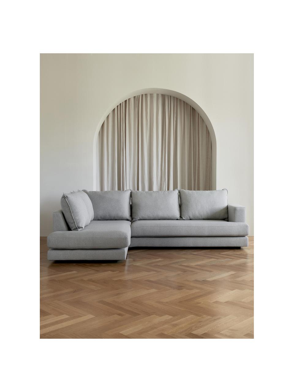 Sofa narożna Tribeca, Tapicerka: 100% poliester Dzięki tka, Stelaż: lite drewno sosnowe, Nogi: lite drewno bukowe, lakie, Taupe tkanina, S 274 x G 192 cm, prawostronna