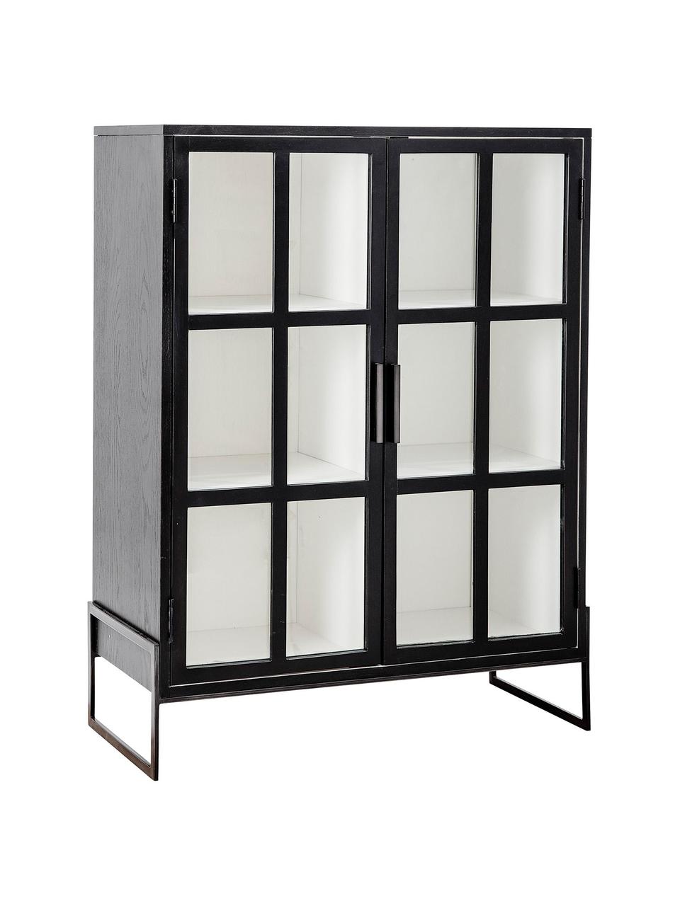 Vitrine bois de chêne Opal, Noir, larg. 90 x haut. 120 cm