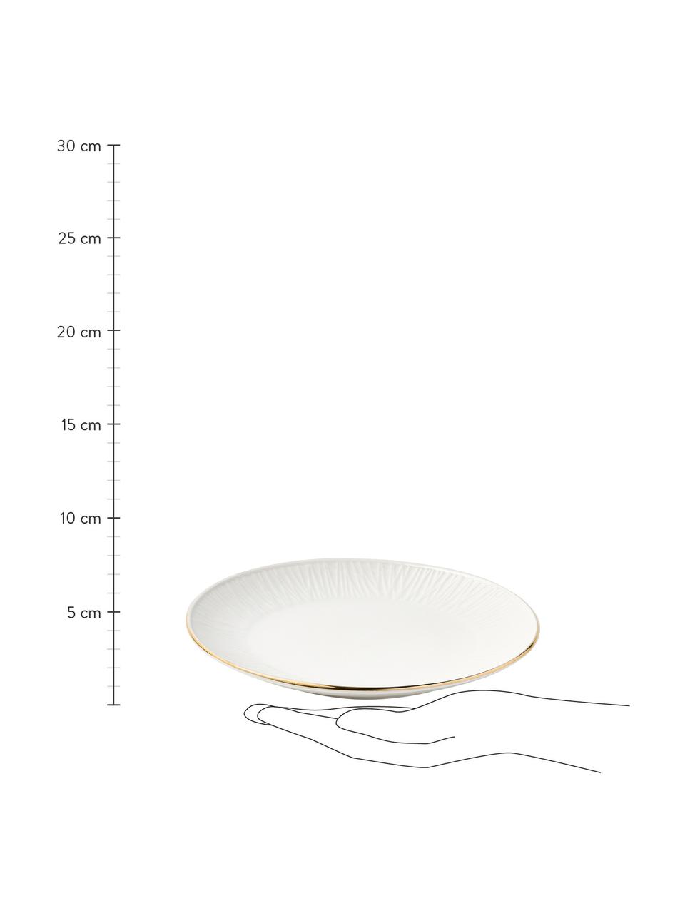 Porseleinen ontbijtborden Nippon met structuurpatroon, set van 4, Porselein, Wit, Ø 19 x H 2 cm