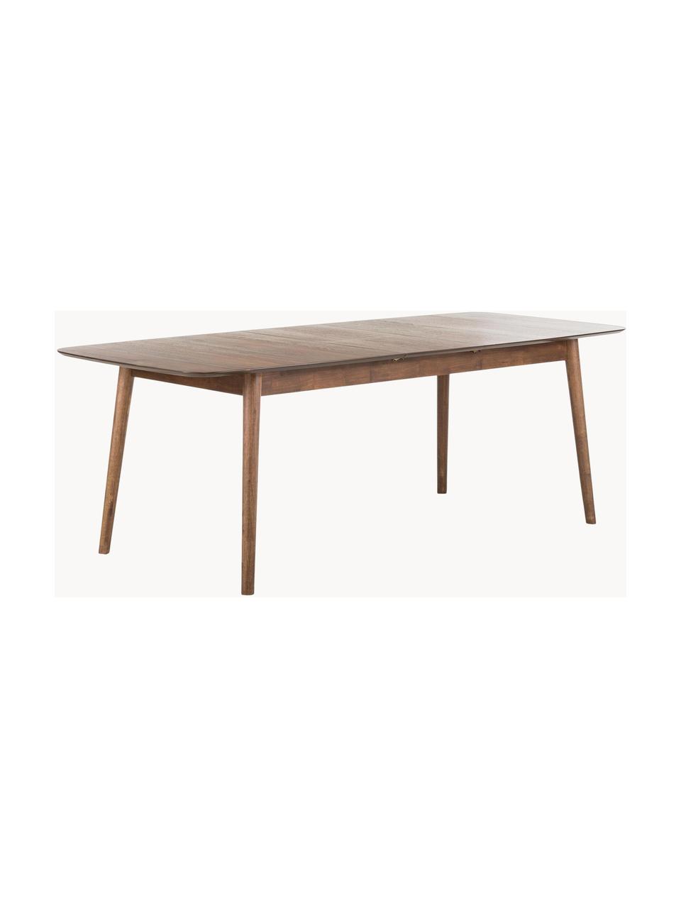 Mesa de comedor extensible en nogal Montreux, 180-220 x 90 cm, Tablero: fibras de densidad media , Patas: madera de caucho, teñidas, Madera de nogal, An 180/220 x F 90 cm