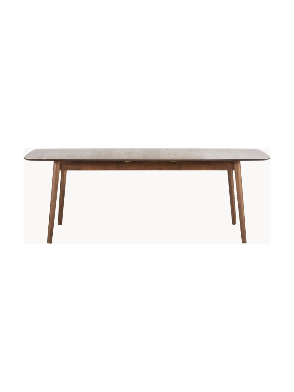 Mesa de comedor extensible en nogal Montreux, 180-220 x 90 cm, Tablero: fibras de densidad media , Patas: madera de caucho, teñidas, Madera de nogal, An 180/220 x F 90 cm