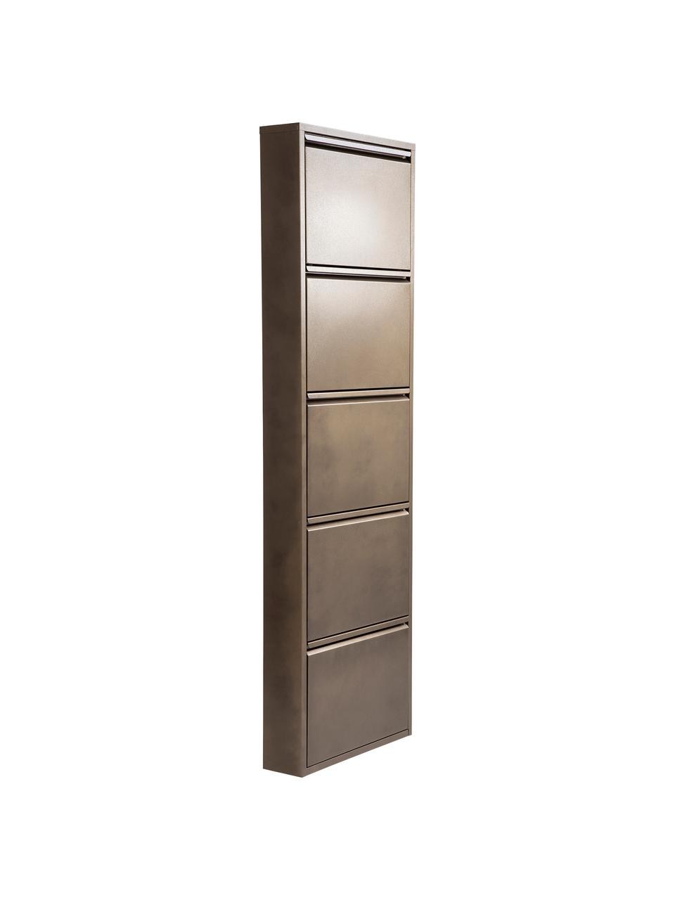 Wand-Schuhschrank Caruso mit 5 Klappfächern, Stahl, pulverbeschichtet, Bronzefarben, B 50 x H 170 cm