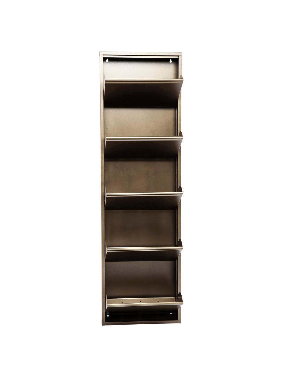 Wand-Schuhschrank Caruso mit 5 Klappfächern, Stahl, pulverbeschichtet, Bronzefarben, B 50 x H 170 cm