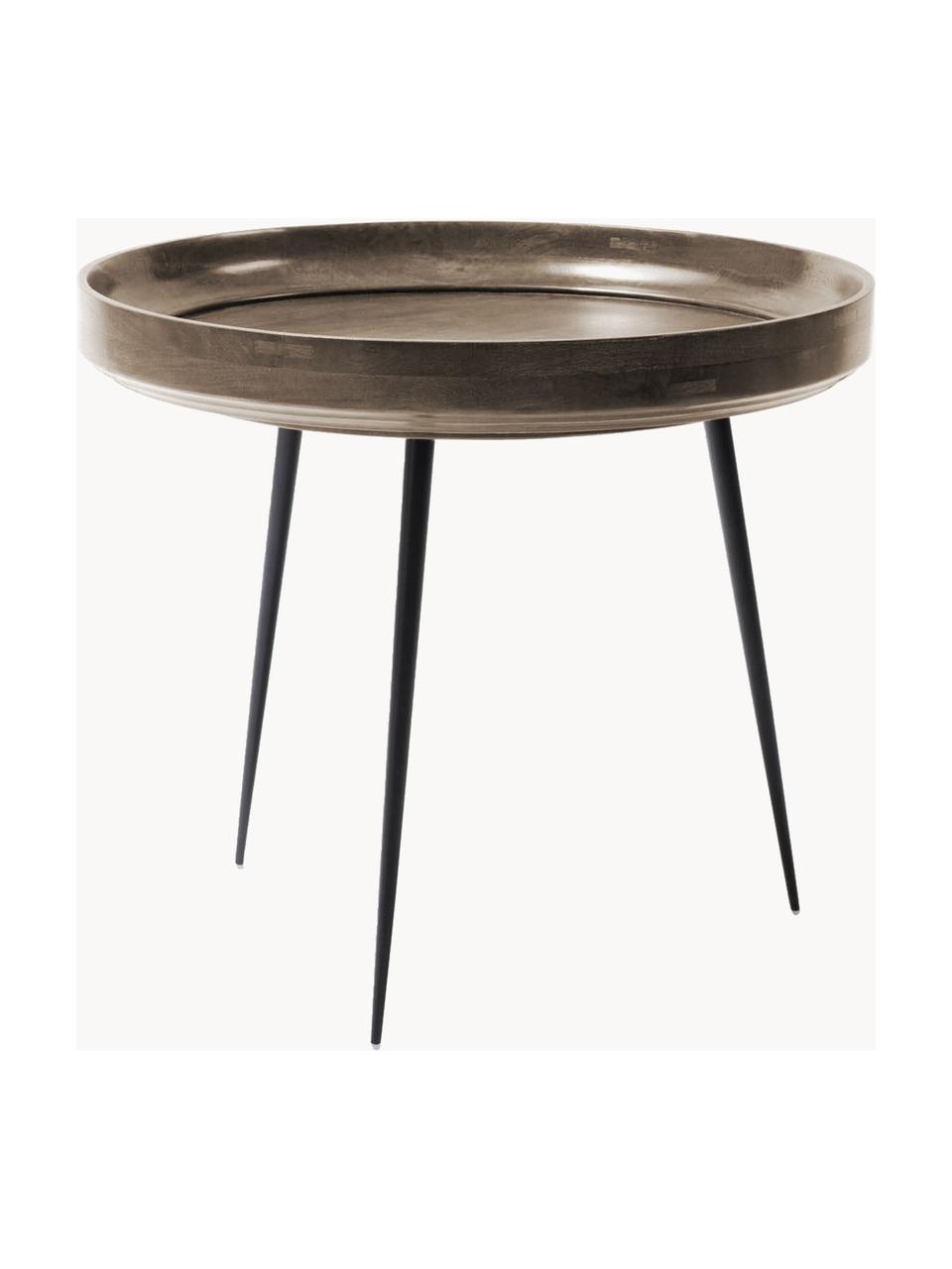 Mesa auxiliar Bowl Table, tablero de madera de mango, Tablero: madera de mango, teñida y, Patas: acero con pintura en polv, Gris oscuro, negro, Ø 53 x Al 46 cm