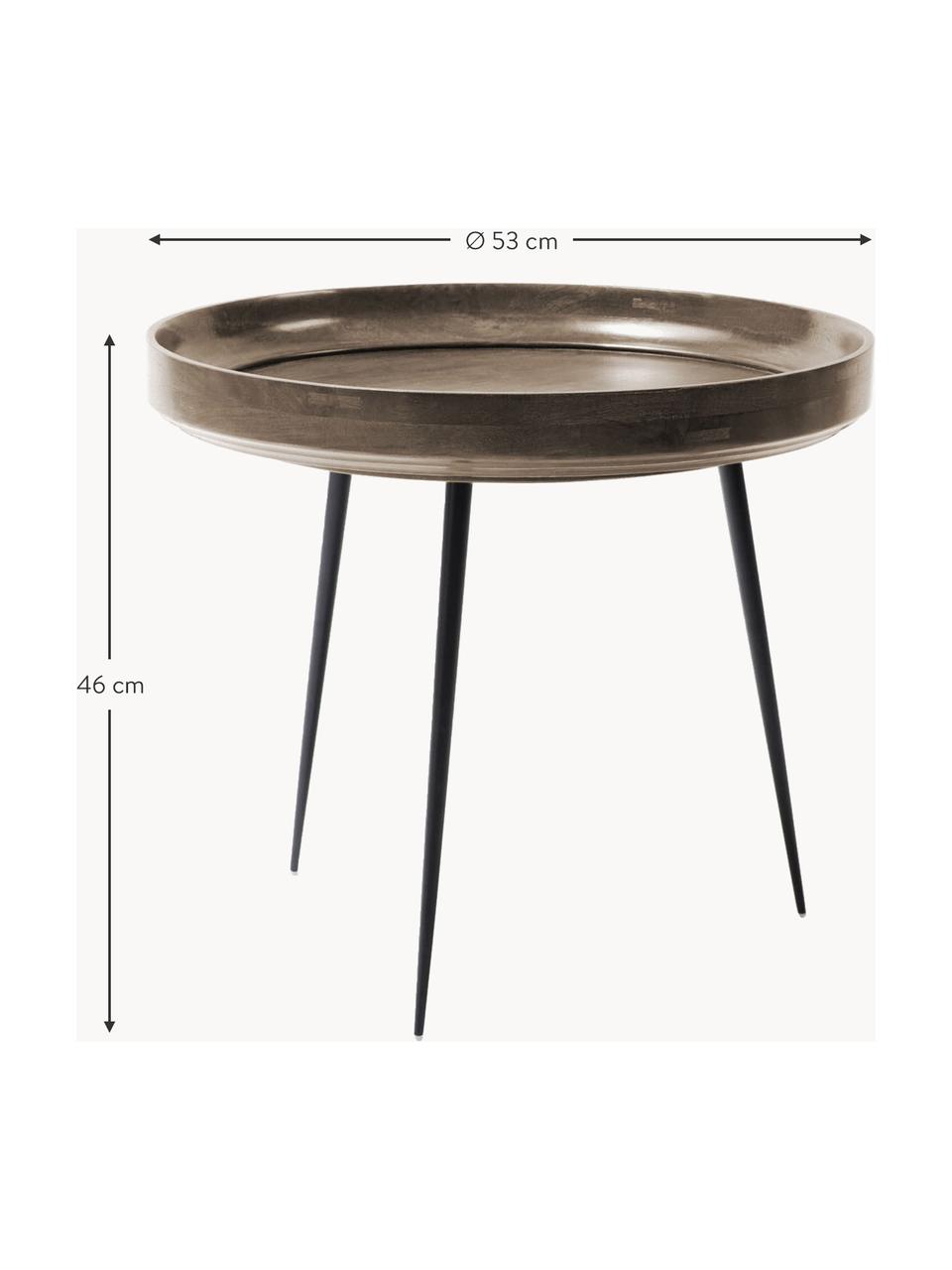 Mesa auxiliar Bowl Table, tablero de madera de mango, Tablero: madera de mango, teñida y, Patas: acero con pintura en polv, Gris oscuro, negro, Ø 53 x Al 46 cm