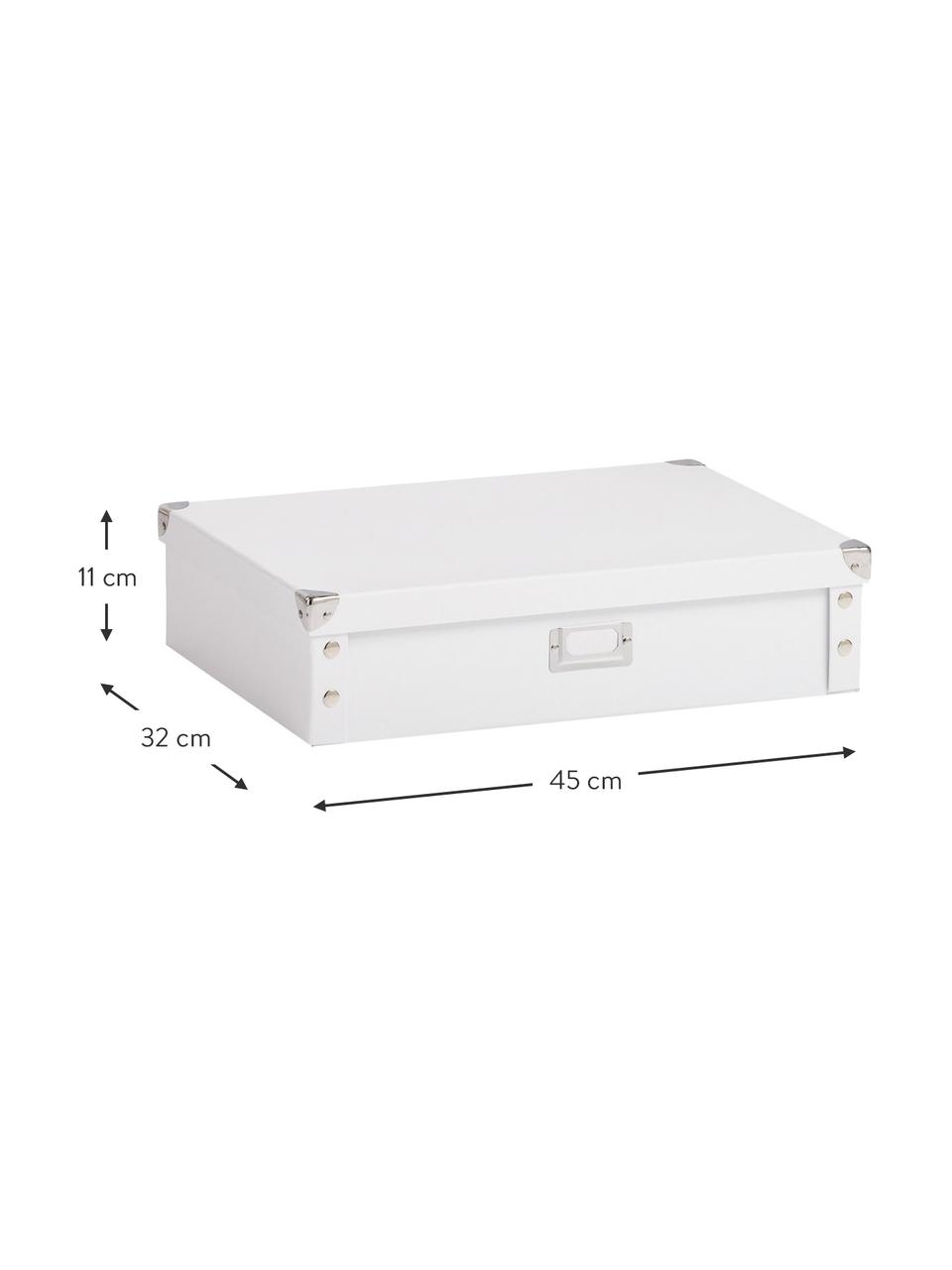 Aufbewahrungsbox Karo, Papier, Pappe, Metall, Weiß, B 45 x H 11 cm