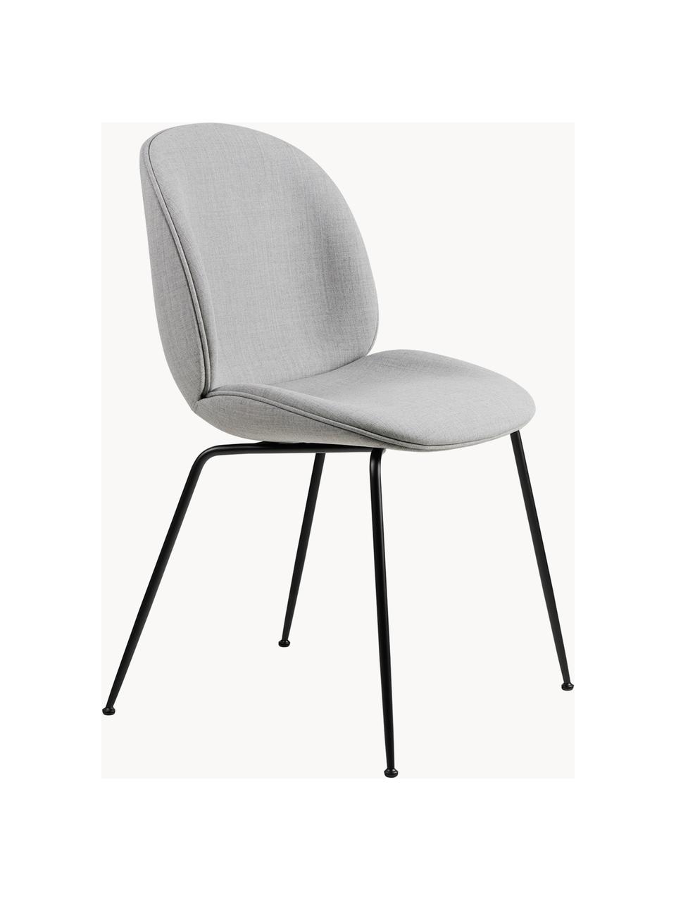 Čalouněná židle Beetle, Světle šedá, matná černá, Š 56 cm, H 58 cm
