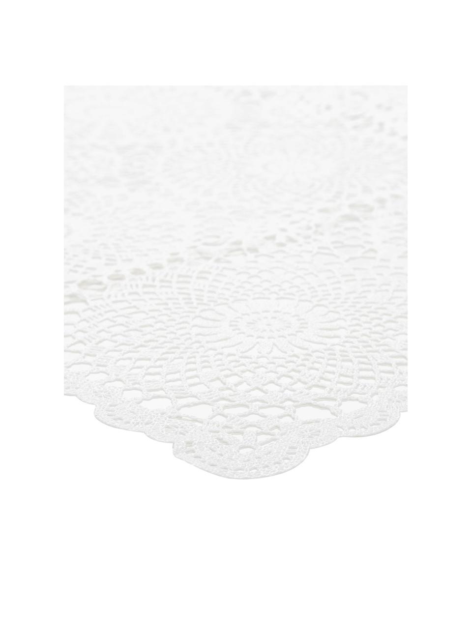 Mantel de plástico Lace, Fibra sintética PVC con aspecto de encaje, Blanco, De 6 a 10 comensales (An 150 x L 264 cm)