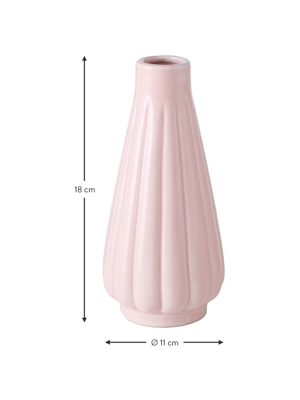 Vase rose Samyra, 3 élém., Grès cérame, Rose, Ø 11 x haut. 18 cm