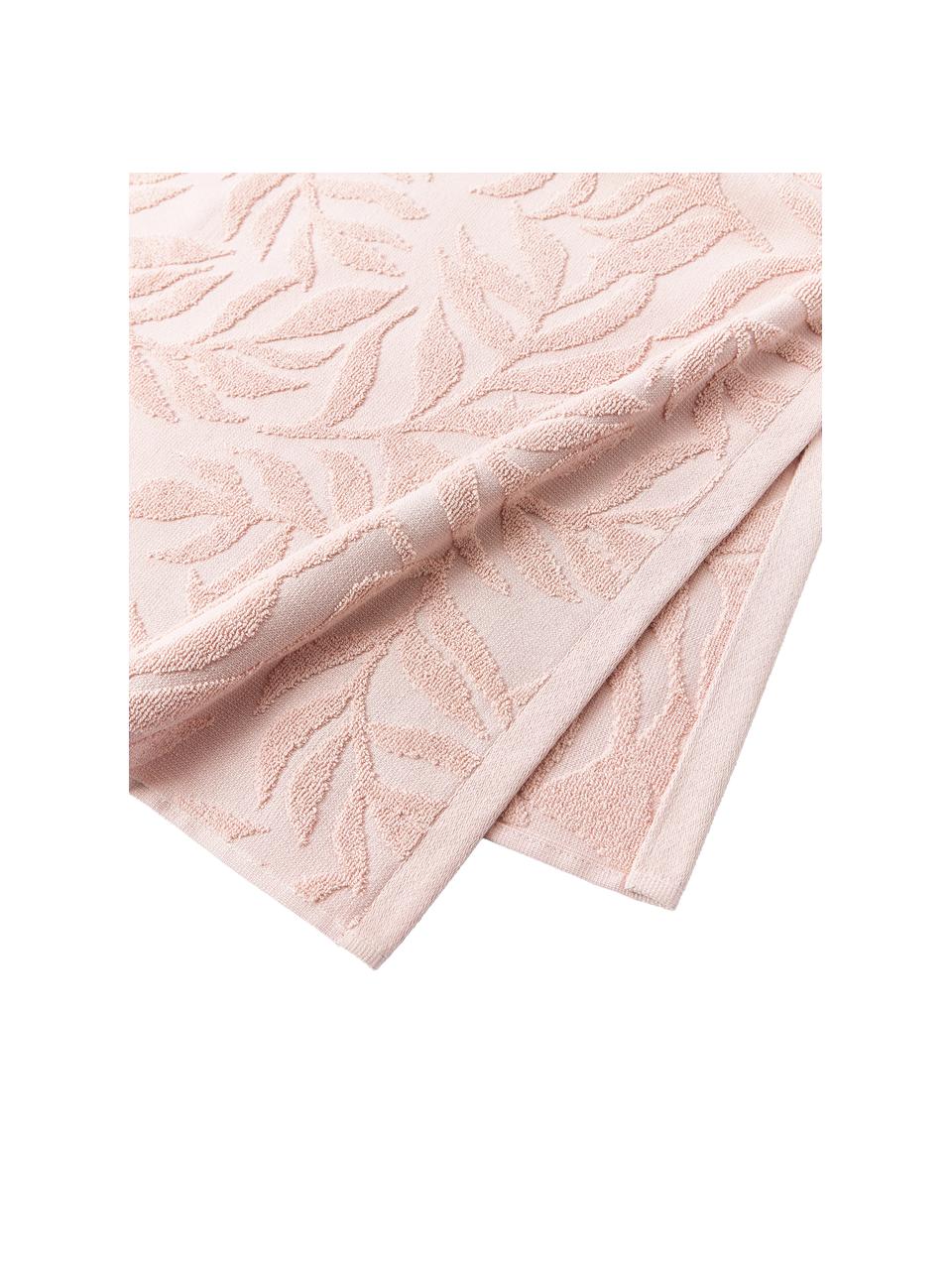 Serviette de toilette en coton Leaf, tailles variées, Rose pâle, Serviettes de toilette, larg. 50 x long. 100 cm, 2 pièces