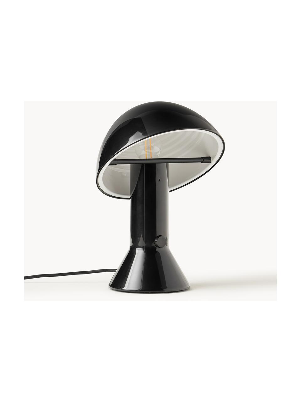 Petite lampe à poser avec abat-jour réglable Elmetto, Plastique laqué, Noir, Ø 22 x haut. 28 cm