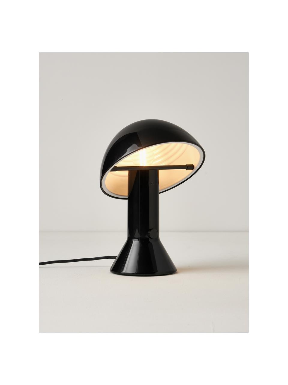 Kleine tafellamp Elmetto met verstelbare lampenkap, Kunststof, gelakt, Zwart, Ø 22 x H 28 cm