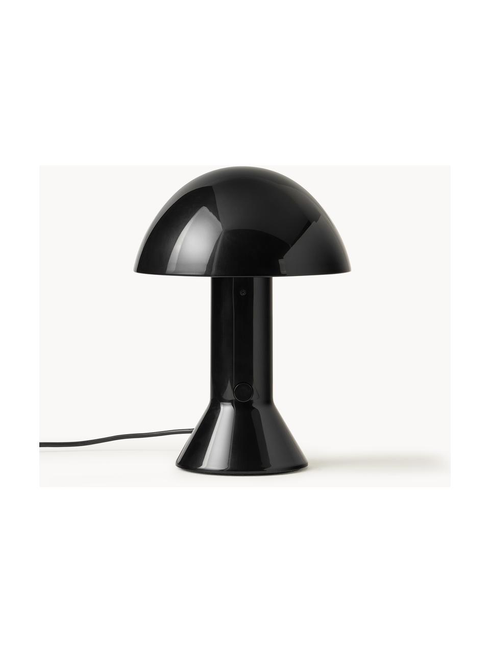 Lámpara de mesa pequeña orientable Elmetto, Plástico pintado, Negro, Ø 22 x Al 28 cm