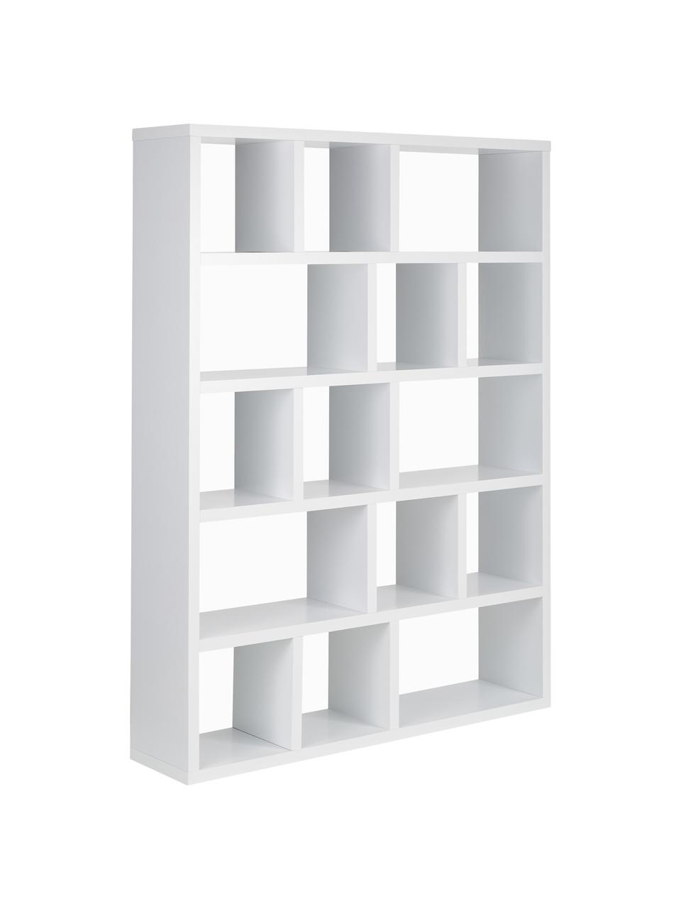 Grande bibliothèque en bois blanc Portlyn, Blanc, mat, larg. 150 x haut. 198 cm