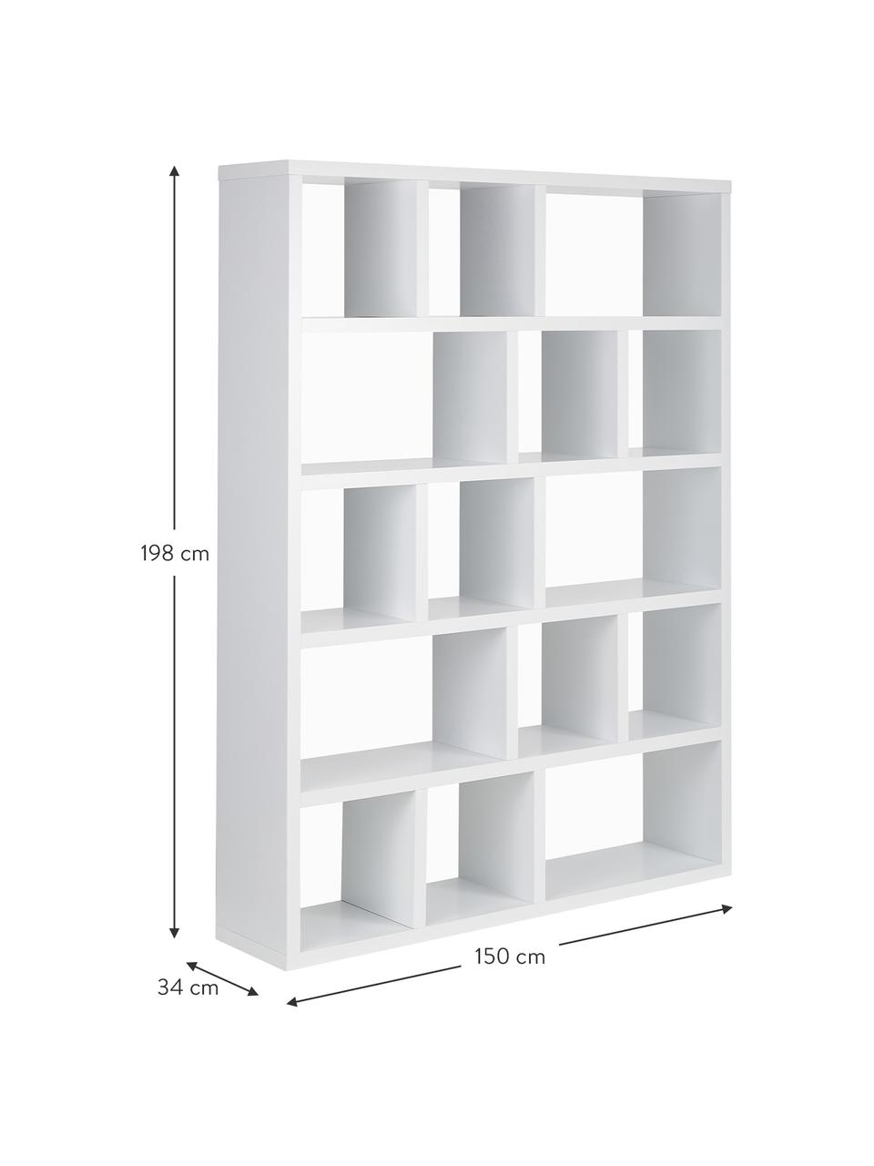 Estantería grande Portlyn, Estructura: panel en nido de abeja li, Superficie: chapado en melamina, Blanco mate, An 150 x Al 198 cm