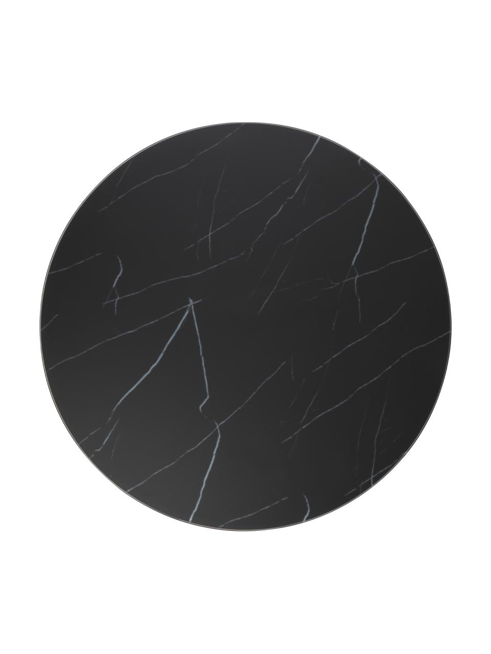 Table basse ronde XL avec plateau en verre aspect marbre Antigua, Noir aspect marbre, Ø 100 cm