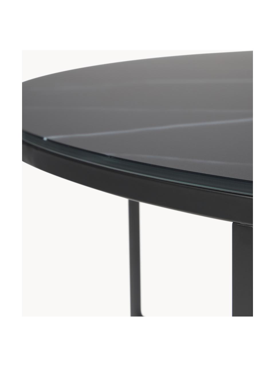 Mesa de centro grande Antigua, tablero de vidrio en aspecto mármol, Tablero: vidrio estampado con aspe, Estructura: acero con pintura en polv, Aspecto mármol negro, Ø 100 cm